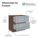 Balcão de Cozinha 80 cm 2 Gavetas (Sem Tampo) Rustic/Cinza Lux Madesa