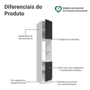 Paneleiro 40 cm 2 Portas e 2 Nichos Branco/Preto Lux Madesa