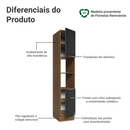 Paneleiro 40 cm 2 Portas e 2 Nichos Rustic/Preto Lux Madesa