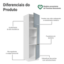 Paneleiro 60 cm 3 Portas Branco/Cinza Lux Madesa