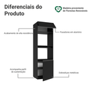 Torre Quente 60 cm 2 Portas 2 Nichos Suspenso Preto Nice Madesa