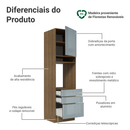Torre Quente 60 cm 1 Porta e 3 Gavetas Rustic/Cinza Lux Madesa