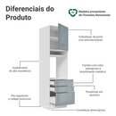 Torre Quente 60 cm 1 Porta e 3 Gavetas Branco/Cinza Lux Madesa