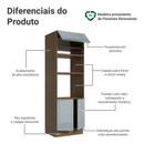 Torre Quente 70 cm 3 Portas Rustic/Cinza Lux Madesa