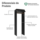 Porta-Geladeira 73 cm 1 Porta Basculante Preto/Rustic/Preto Agata Madesa