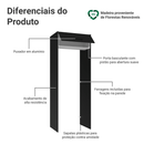 Porta-Geladeira 83 cm 1 Porta Basculante Preto/Branco/Preto Agata Madesa