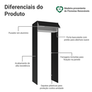Porta-Geladeira 83 cm 1 Porta Basculante Preto/Branco/Preto Glamy Madesa