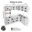 Armário de Cozinha Completa de Canto 416 x 60 cm Branco/Preto Lux Madesa 01