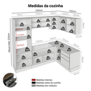 Armário de Cozinha Completa de Canto 416 x 60 cm Rustic/Preto Lux Madesa 01