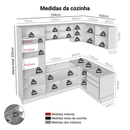 Armário de Cozinha Completa de Canto 416 x 60 cm Branco/Cinza Lux Madesa 01