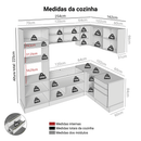 Armário de Cozinha Completa de Canto 416 x 60 cm Branco/Branco Veludo Lux Madesa 01