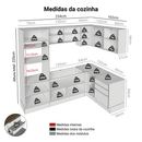 Armário de Cozinha Completa de Canto 416 x 60 cm Rustic/Branco Veludo Lux Madesa 01