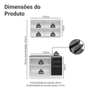 Armário de Cozinha Compacta 120 x 60 cm Branco/Preto Lux Madesa 02