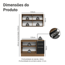 Armário de Cozinha Compacta 120 x 60 cm Rustic/Preto Lux Madesa 02