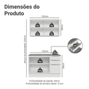 Armário de Cozinha Compacta 120 x 60 cm Branco/Branco Veludo Lux Madesa 02