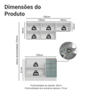 Armário de Cozinha Compacta 180 x 60 cm Branco/Cinza Lux Madesa 03