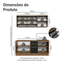 Armário de Cozinha Compacta 180 cm Rustic/Preto Lux Madesa 04