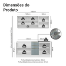 Armário de Cozinha Compacta 180 cm Branco/Cinza Lux Madesa 04
