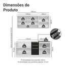 Armário de Cozinha Compacta 180 x 60 cm Branco/Preto Lux Madesa 05