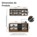 Armário de Cozinha Compacta 180 x 60 cm Rustic/Preto Lux Madesa 05