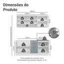 Armário de Cozinha Compacta 180 x 60 cm Branco/Cinza Lux Madesa 05