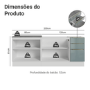 Armário de Cozinha Compacta 200 cm Branco/Cinza Lux Madesa 05