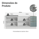 Armário de Cozinha Compacta 200 x 60 cm Branco/Cinza Lux Madesa 06
