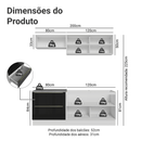 Armário de Cozinha Compacta 200 cm Branco/Preto Lux Madesa 07