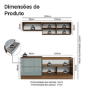 Armário de Cozinha Compacta 200 cm Rustic/Cinza Lux Madesa 07