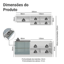 Armário de Cozinha Compacta 200 cm Branco/Cinza Lux Madesa 07