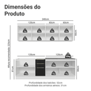 Armário de Cozinha Completa 240 cm Branco/Preto Lux Madesa 09