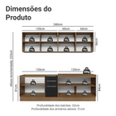 Armário de Cozinha Completa 240 cm Rustic/Preto Lux Madesa 09