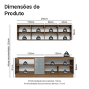 Armário de Cozinha Completa 240 cm Rustic/Cinza Lux Madesa 09