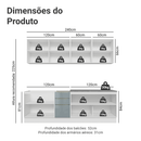 Armário de Cozinha Completa 240 cm Branco/Cinza Lux Madesa 09