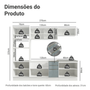 Armário de Cozinha Completa 270 x 60 cm Branco/Cinza Lux Madesa 06