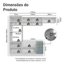 Armário de Cozinha Completa 270 x 60 cm Branco/Cinza Lux Madesa 08