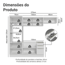 Armário de Cozinha Completa 270 x 60 cm Branco/Branco Veludo Lux Madesa 08