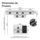 Armário de Cozinha Completa 280 cm Branco/Preto Lux Madesa 01