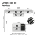Armário de Cozinha Completa 280 x 60 cm Branco/Preto Lux Madesa 02