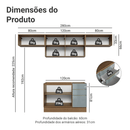 Armário de Cozinha Completa 280 x 60 cm Rustic/Cinza Lux Madesa 02