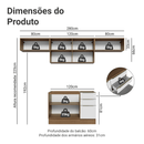 Armário de Cozinha Completa 280 x 60 cm Rustic/Branco Veludo Lux Madesa 02