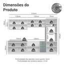 Armário de Cozinha Completa 310 cm Branco/Cinza Lux Madesa 03