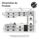 Armário de Cozinha Completa 310 x 60 cm Branco/Preto Lux Madesa 04