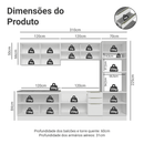 Armário de Cozinha Completa 310 x 60 cm Branco/Branco Veludo Lux Madesa 04