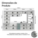 Armário de Cozinha Completa 340 cm Branco/Cinza Lux Madesa 03