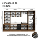 Armário de Cozinha Completa 340 x 60 cm Rustic/Preto Lux Madesa 04