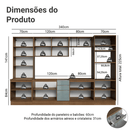Armário de Cozinha Completa 340 x 60 cm Rustic/Cinza Lux Madesa 04