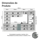 Armário de Cozinha Completa 340 x 60 cm Branco/Cinza Lux Madesa 04
