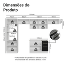Armário de Cozinha Completa 350 cm Branco/Preto Lux Madesa 01