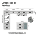 Armário de Cozinha Completa 350 cm Branco/Cinza Lux Madesa 01